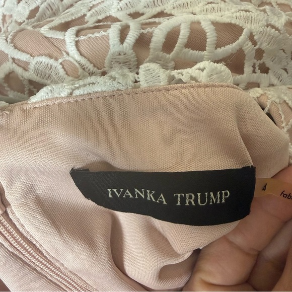 Ivanka Trump White Floral Lace Cocktail Dress with Pink Lining, Size 4 - Picture 11 of 11